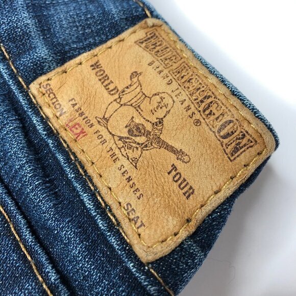TRUE Religion Lexi 90s Low Rise Button Fly Slim Bootcut Blue Denim Jeans SIZE 25 - Picture 10 of 16